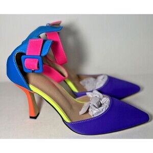 Lijiada - High Heels Stiletto Slingback - Neon Multicolor - EU39/  W8.5 - NEW